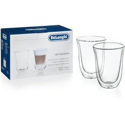 Set 2 pahare latte 2x330 ml, Sticla termorezistenta, Transparente, Perete dublu