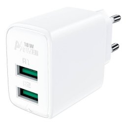 Incarcator de retea Wall Charger A33, 2x USB, 18W, QC3.0 (white)