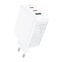 Incarcator de retea A41 wall charger, 2x USB-C + USB, GaN 65W Alb