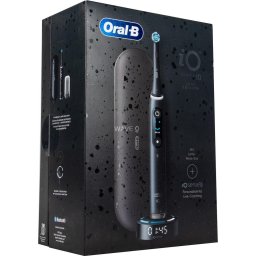 Periuta de dinti electrica cu incarcator iOSense, Tehnologie Magnetica si Micro-Vibratii, Inteligenta artificiala, Display led, Senzor de presiune Smart, 7 moduri, 1 capat, Suport rezerve, Trusa de calatorie cu incarcator, Negru