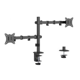 Suport monitor SUPORT de birou Gembird, pt 2 TV/monitor plat, diag. max 32 inch, rotatie, inclinare, pivotare, orizontal, vertical, max 2x9 kg, "MA-D2-03