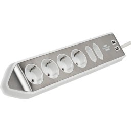 Prelungitor Brennenstuhl estilo corner power strip 6-way (white/stainless steel, 2 meters, 2x USB)