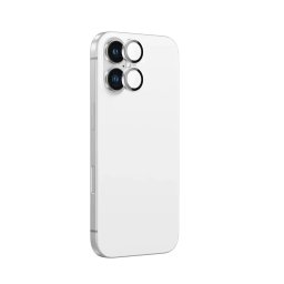 Folie de sticlă pentru cameră cu ramă din aluminiu AmazingThing AR Aluminum (2 lentile) pentru Apple iPhone 16 / 16 Plus - alb