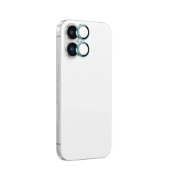 Folie de sticlă pentru cameră cu ramă din aluminiu AmazingThing AR Aluminum (2 lentile) pentru Apple iPhone 16 / 16 Plus - verde