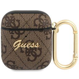 Accesoriu Guess Husa 4G Script Logo Airpods Generation 1/2 Maro