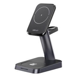 ABS/Policarbonat, Qi 15W, MagSafe, Compatibil cu iPhone/Apple Watch/Apple AirPods, Negru