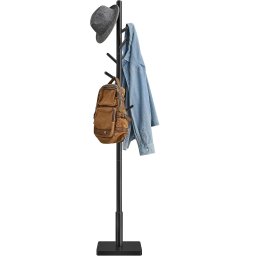 VASAGLE Cuier pentru haine, din lemn masiv, tip pom, cu 8 carlige, baza patrata, 175cm, negru Household NewTrend