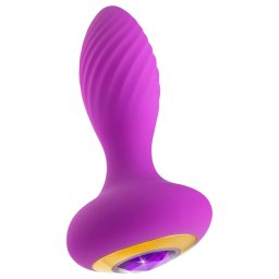Oh My Gem - dop anal vibrator cu piatră - silicon mov