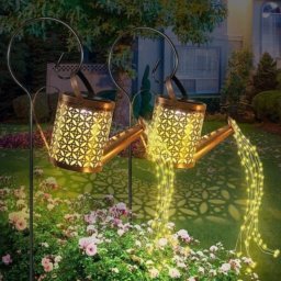 Set 2x Lampi Solare LED Tip Stropitoare cu Stele, Fier Forjat, Design Retro, Proiectie Lumina Calda, IP65, 80 cm