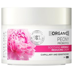 Cremă Antirid Calmantă cu Bujor Organic Eveline Ten Sensibil & Cuperozic Reduce Roșeața & Hidratează