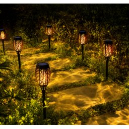 Set 4 Torte Solare LED cu Efect de Flacara , 50 cm, Senzor Crepuscular, 12 LED-uri