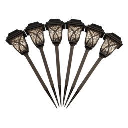 Set 6 Stalpisori Solari LED pentru Gradina, Lumina Calda, 40 cm, Rezistenti la Exterior