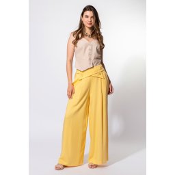 Pantaloni palazzo din vascoza, cu un croi amplu si fluid ELLIS, Hermosa, galben