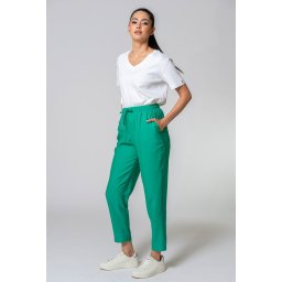 Pantaloni uni conici din rayon, cu un croi lejer si modern GLORYA, Hermosa, verde