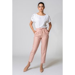 Pantaloni uni conici din rayon, cu un croi lejer si modern GLORYA, Hermosa, roz pudra