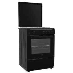 Aragaz Heinner HFSC-V60BK, pe gaz, latime 60 cm, 4 arzatoare, aprindere, negru