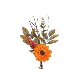 Buchet frunze artificiale+floarea soarelui+bobite pentru aranjamente florale