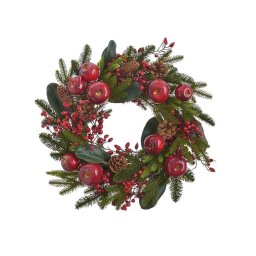 Coronita brad artificial+mere+con+bobite rosii pentru decoratiuni craciun