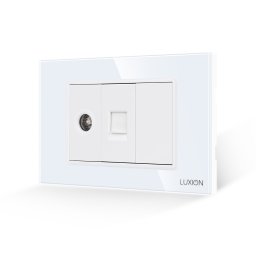 Priza TV + Internet cu Rama din Sticla LUXION, Standard Italian, 3M SmartElectro IntelligentHouse