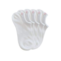 Sosete scurte dama albe cu detaliu brodat – set 5 perechi (Marime sosete: 38/41)