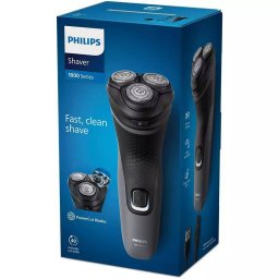 Aparat de ras Philips Aparat de ras Philips Shaver Seria 1000 S1142/00, barbierit umed Åi uscat, fara fir, capete 4D flexibile, lame autoascutire, 40 min, capac de protectie, Gri inchis