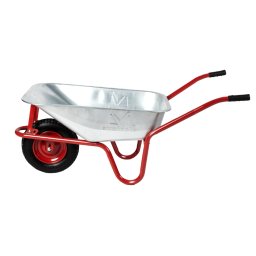 Roabă Evotools R cu Roată Pneumatică și Jantă Metalică, Cuva Zincată 80L, Cadru Reglabil
