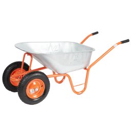 Roabă cu Două Roți Pneumatice Evotools P, 100L, Cuva Zincată, Jante Metalice, Cadru Rigid