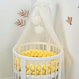 Baldachin Pentru Patut cu Suport Lemn Inclus cu Pampoane Ivory Ingvart Ivory