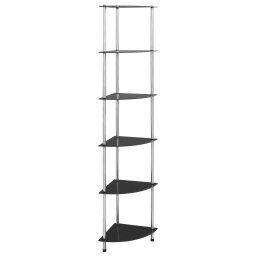 Raft cu 6 niveluri, negru, 30 x 30 x 160 cm, sticla securizata GartenMobel Dekor