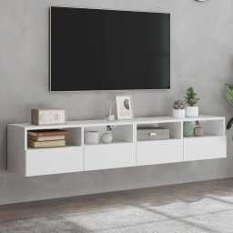 Comode TV de perete, 2 buc., alb, 80x30x30 cm, lemn prelucrat GartenMobel Dekor