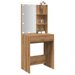Masa de toaleta cu LED, stejar artizanal, 60x40x140 cm GartenMobel Dekor