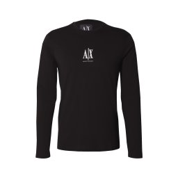 ARMANI EXCHANGE Tricou negru / alb
