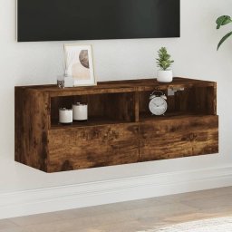 Comoda TV de perete stejar fumuriu 80x30x30 cm lemn prelucrat GartenMobel Dekor