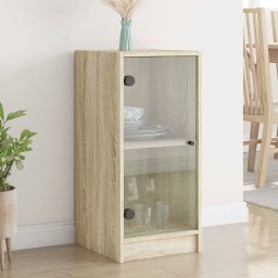 Dulap lateral cu usi din sticla, stejar sonoma, 35x37x75,5 cm GartenMobel Dekor
