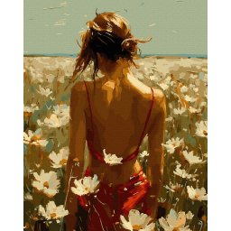 Set pictura pe numere, cu sasiu, Linistea florilor, 40x50 cm