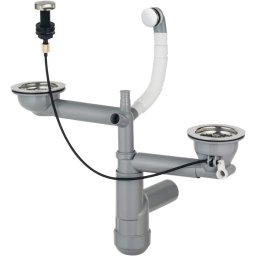 Space-Saver Lux Sifon pentru chiuveta din granit, 1,5- și 2-cuve - Space-Saver Finisaj: Oțel periat ZXY_9918