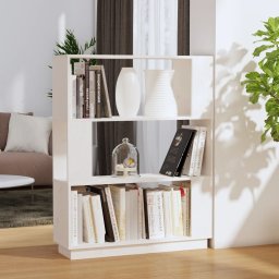 Biblioteca/Separator camera, alb, 80x25x101 cm, lemn masiv pin GartenMobel Dekor