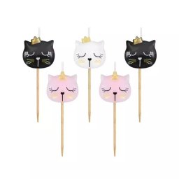Set de 5 lumânări în formă de pisică