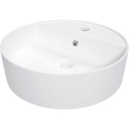 Round Lavoar ceramic, blat, cu gaură pentru baterie Finisaj: Alb CGR_6U4B