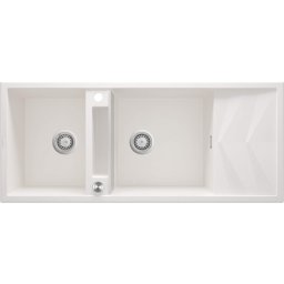 Magnetic Chiuvetă magnetică din granit, 2-cuve cu picurător Finisaj: Alb ZRM_A213