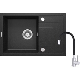 Corio Chiuvetă din granit cu baterie, cu pipă elastică Finisaj: Negru ZRCP2113
