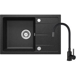 Leda Chiuvetă din granit cu baterie, cu pipă elastică Finisaj: Negru ZRDP2113