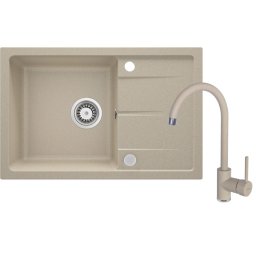 Leda Chiuvetă din granit cu baterie, 1-cuvă cu picurător Finisaj: Bej-nisip ZRDA7113
