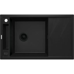 Magnetic Chiuvetă magnetică din granit, 1-cuvă cu picurător Finisaj: Negru ZRM_N113