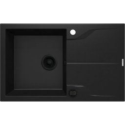 Andante Flush Chiuvetă din granit, 1-cuvă cu picurător - montare încastrată la nivel Finisaj: Negru ZQN_N11F