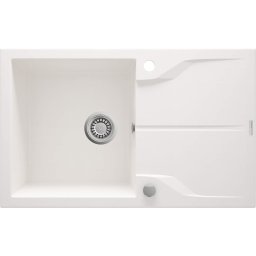 Andante Flush Chiuvetă din granit, 1-cuvă cu picurător - montare încastrată la nivel Finisaj: Alb ZQN_A11F