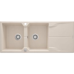 Andante Chiuvetă din granit, 2-cuve cu picurător Finisaj: Bej-nisip ZQN_5213