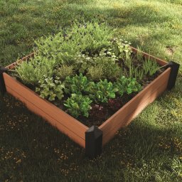 Jardiniera exterior, gradina, polipropilena, Keter Vista Modular Single, pentru cultivarea florilor si plantelor aromatice, maro, patrata, cu protectie UV