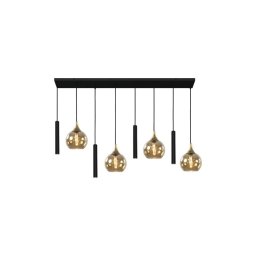 Lustră pe cablu CALYPSO 4xGU10/60W/230V + 4xE27/60W negru/auriu