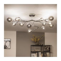 Brilagi - Lustră LED aplicată MISTEL 15xG9/3W/230V crom negru/fumuriu